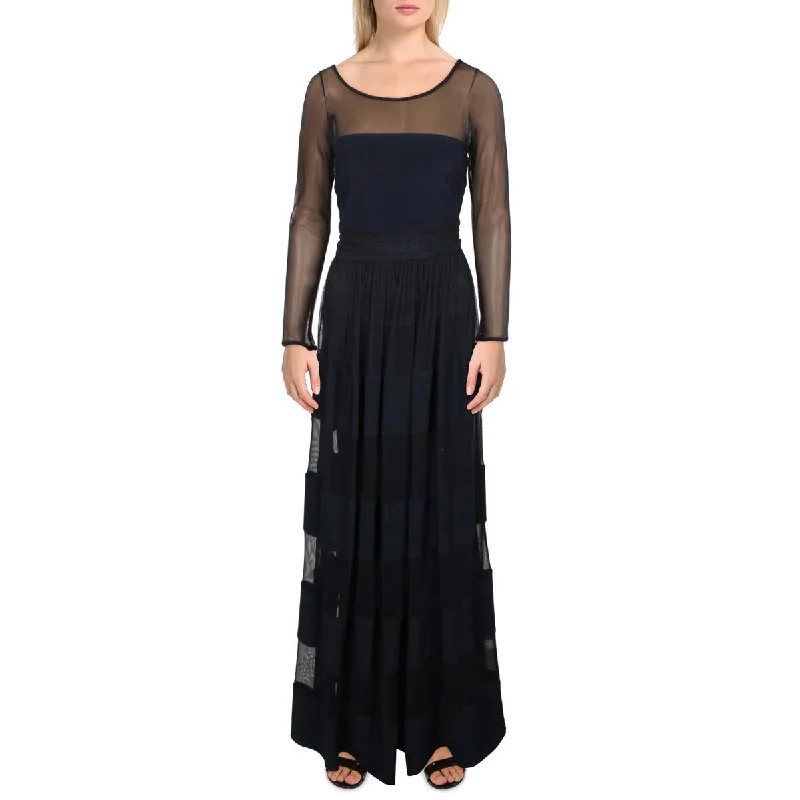 Betsy & Adam Womens Illusion Maxi Evening Dress