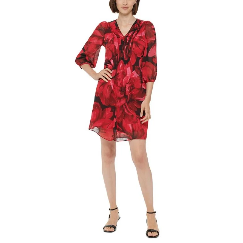 Calvin Klein Womens Petites Floral Mini Shift Dress