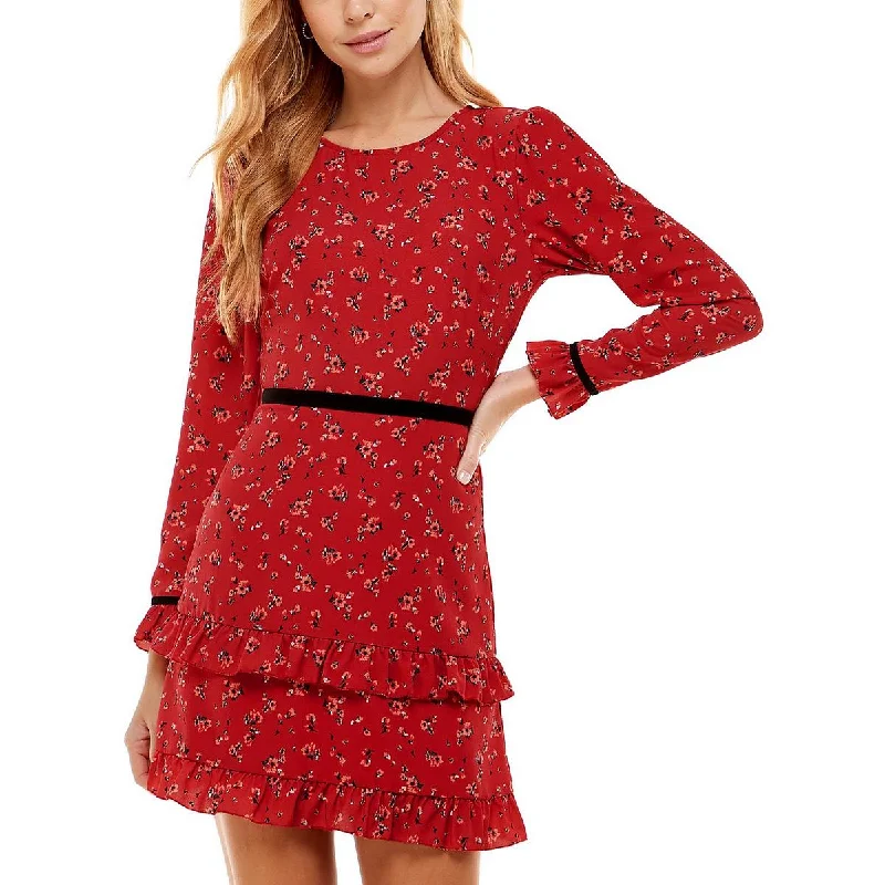 City Studio Womens Juniors Floral Mini Fit & Flare Dress