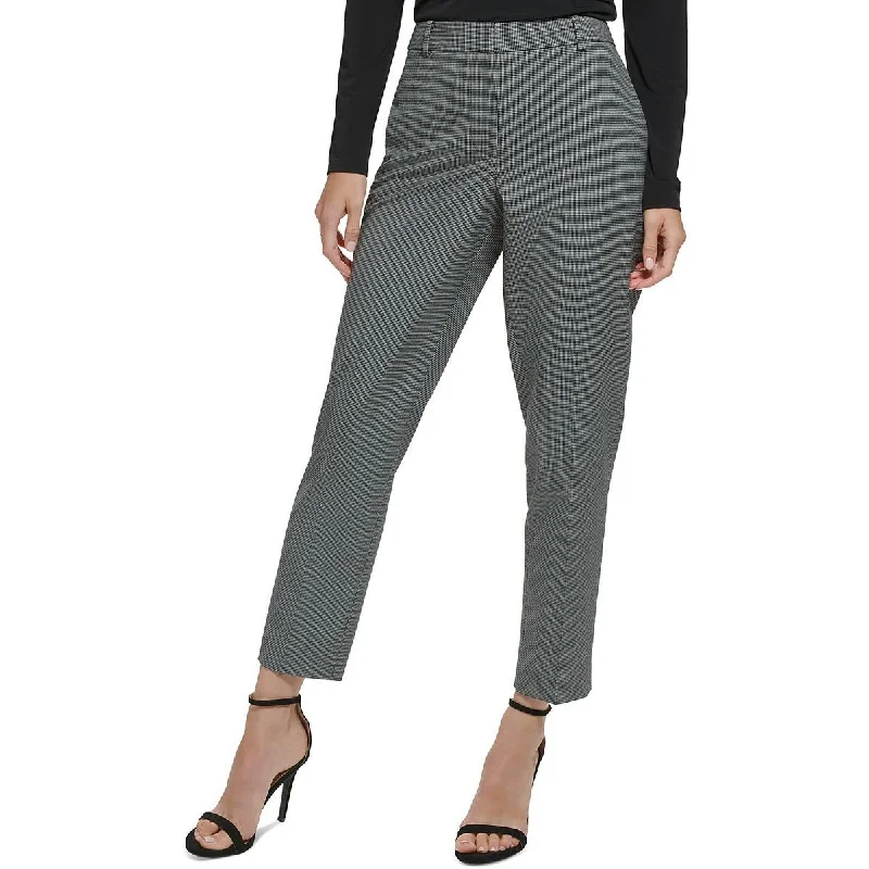 DKNY Womens Checkered Cropped Skinny Pants