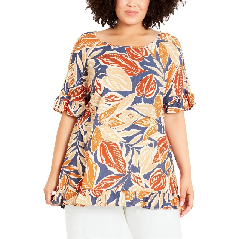 Evans Womens Plus Printed Short Sleeve Blouse