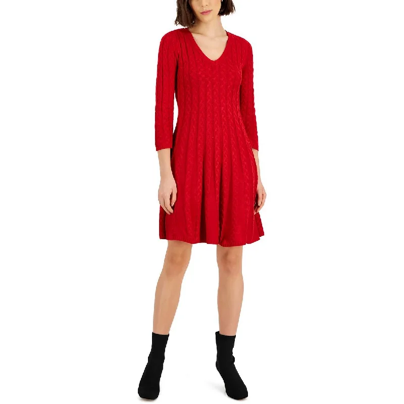 Jessica Howard Womens Cable Knit Mini Sweaterdress