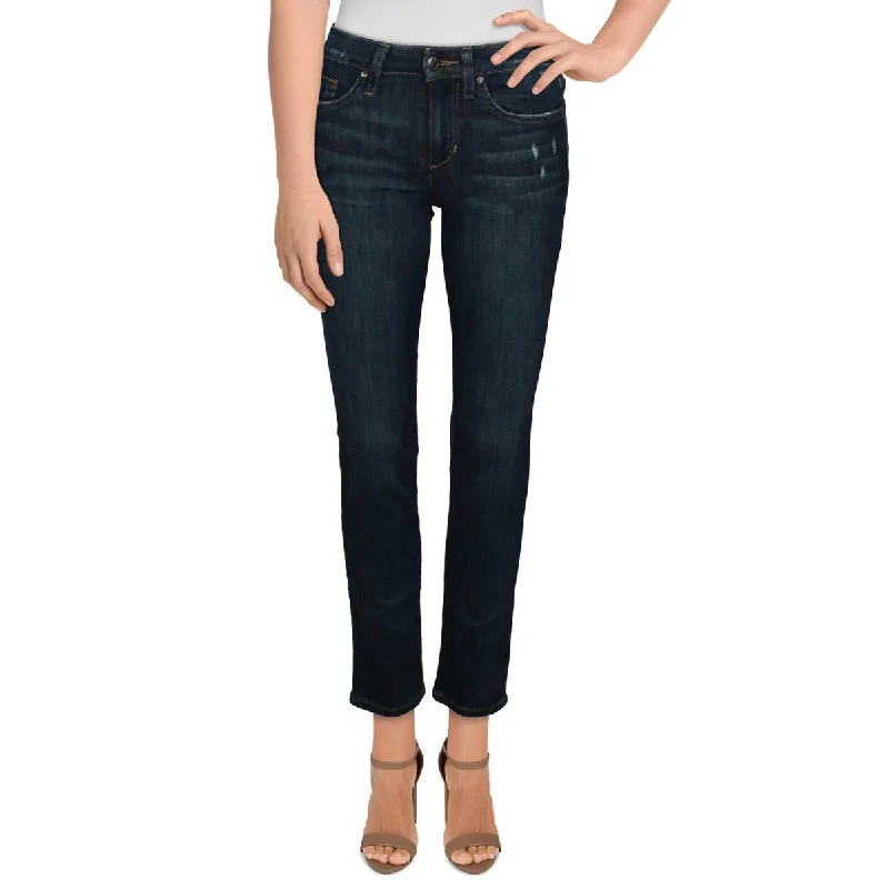 Joe's Jeans Womens Mid-Rise Distressed Straight Leg Jeans