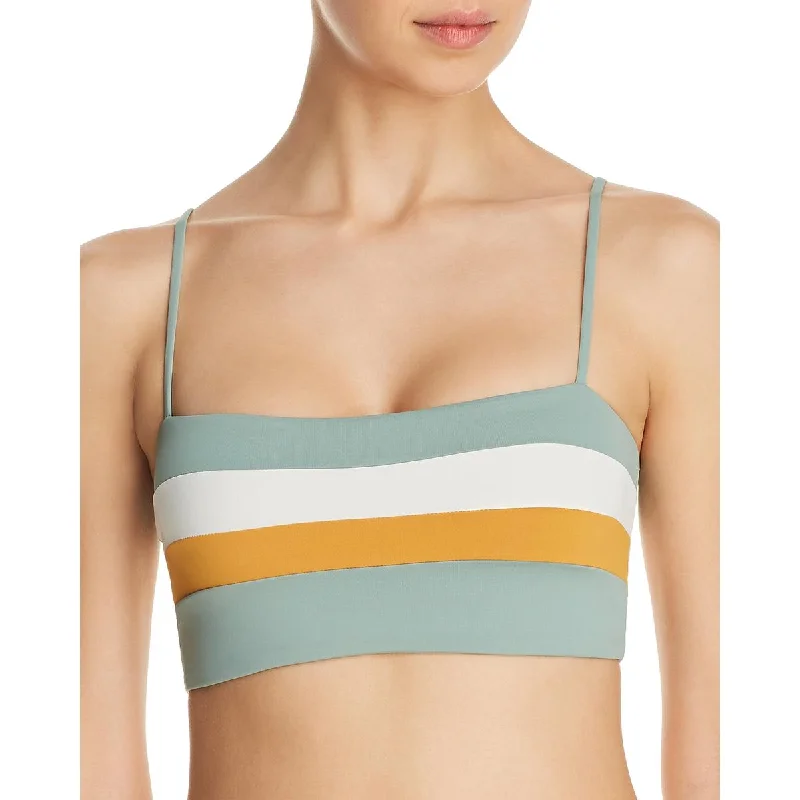 L Space Womens Rebel Stripe Square Neck Bikini Swim Top