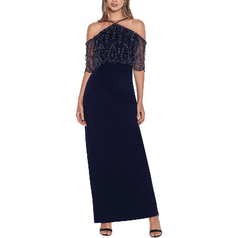 Xscape Womens Halter Embellished Evening Dress