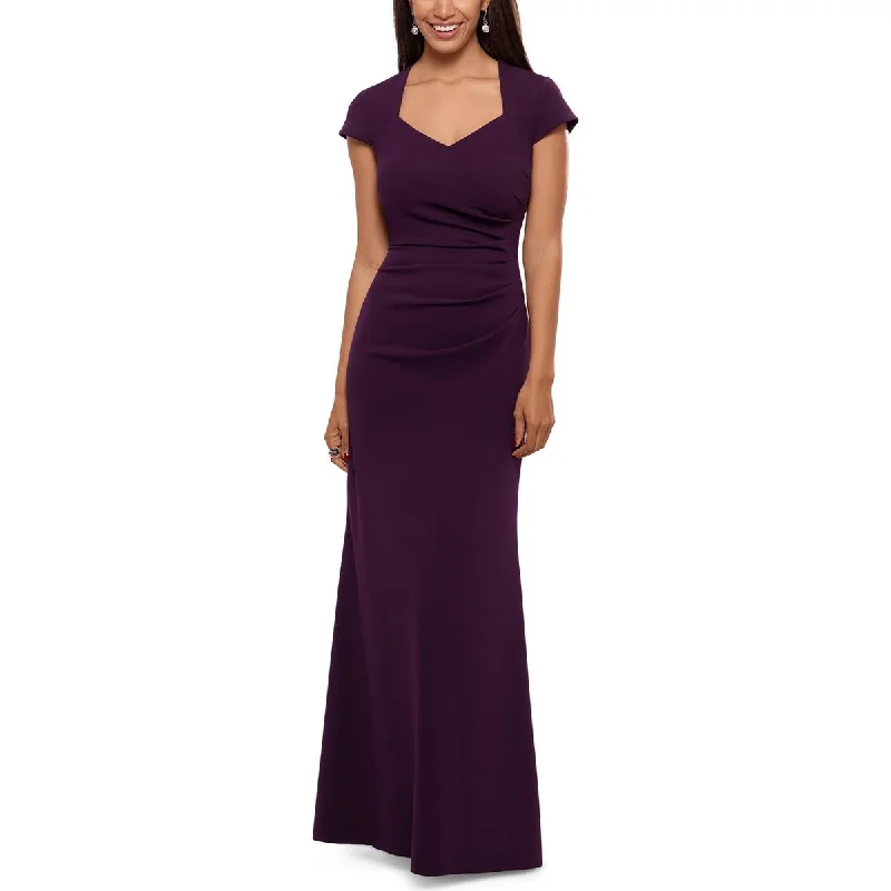 Xscape Womens Ruffled Cut Out Back Evening Dress