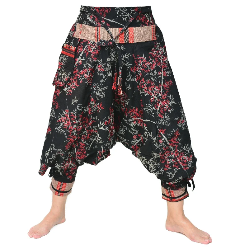 Samurai Style Harem Pants Ninja Pants Men Women Black Bamboo