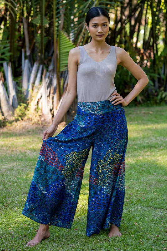 Teal Ripple Palazzo Pants