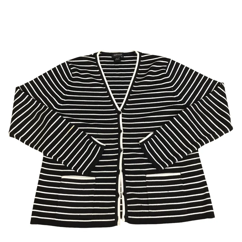 Cardigan By City Silk In Black & White, Size: L