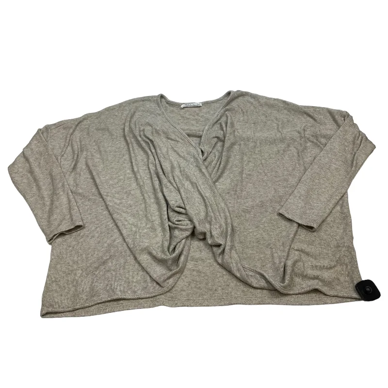 Top Long Sleeve By Self Contrast In Tan, Size: L