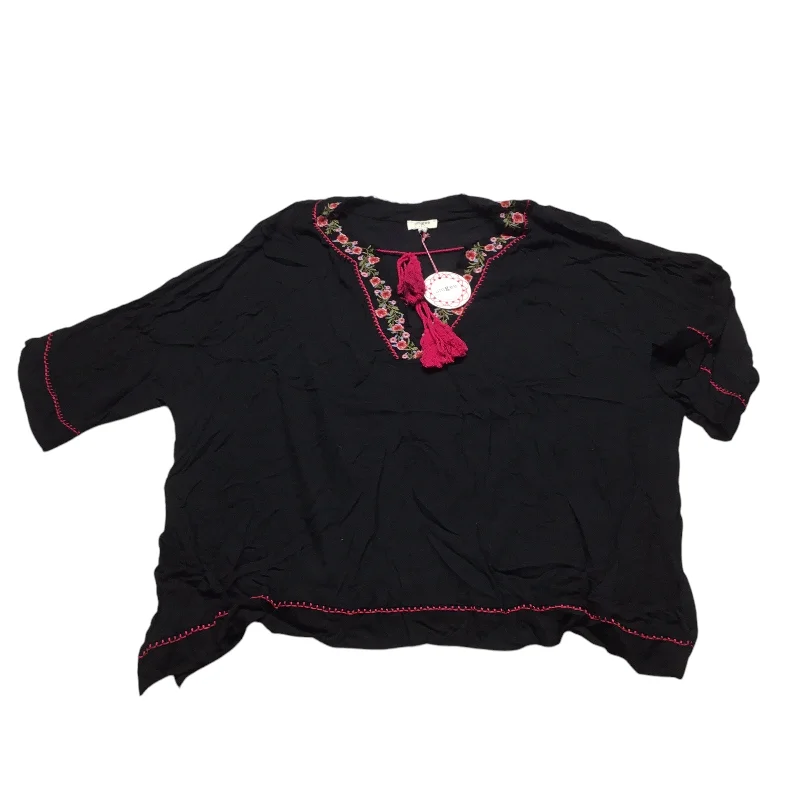 Tunic Long Sleeve By Umgee In Black & Pink, Size: L