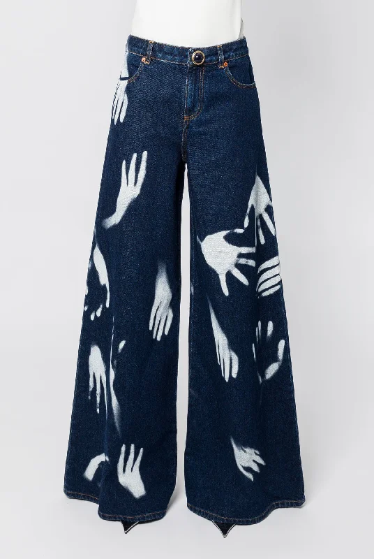 Area Handprint Wide Leg Jean