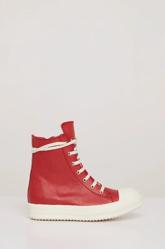 Rick Owens Womens Ramone Sneaker in Cardinal Red